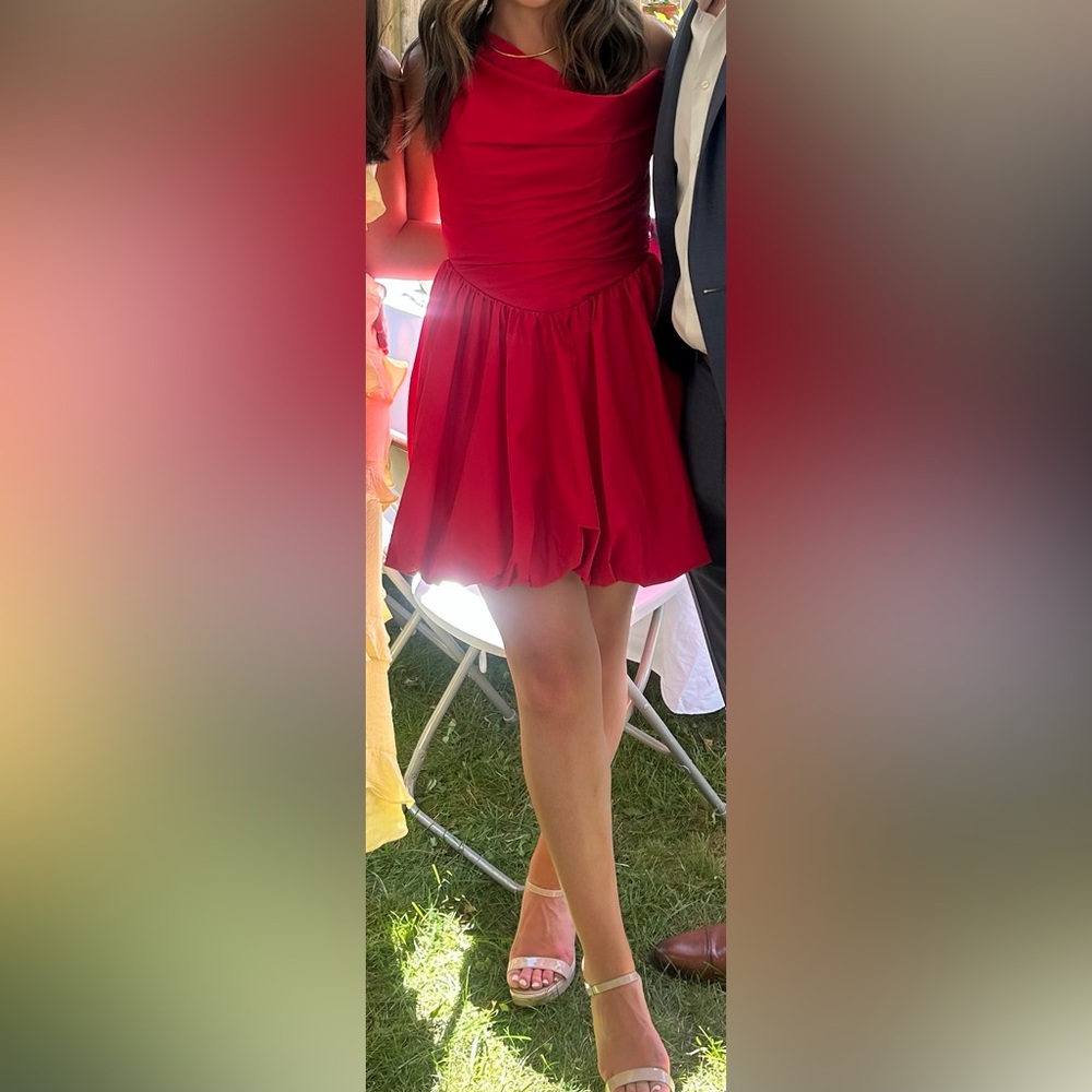 Elegant Red Mini Dress - Picture 2 of 3